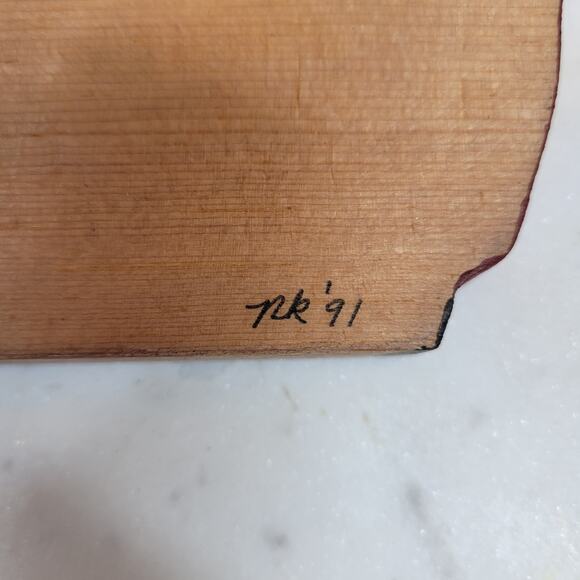 VTG Wooden Carved Santa Figure 6.5" Handpainted Christmas Folk Art Signed '91 - Picture 11 of 12